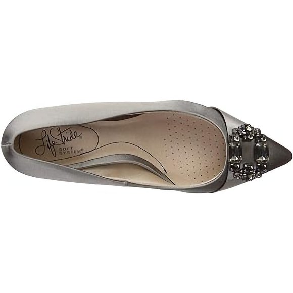 NEW LifeStride Satin Tonal Jewels Detail Cocktail Pump Shoes Pewter, Sz 7.5 M - Picture 6 of 14